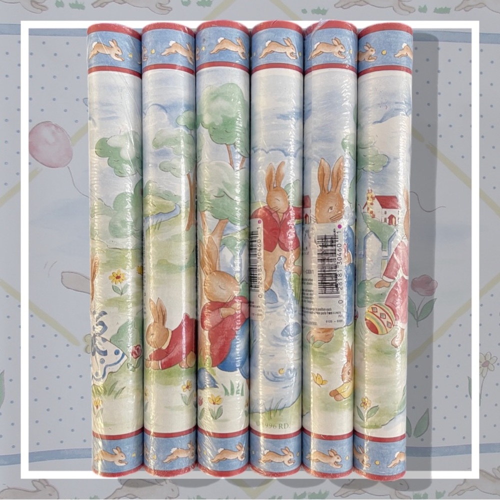 Vintage 1996 Royal Doulton Bunnykins Wallpaper Border Nursery Decor Pre Pasted